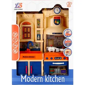 Детская игровая кухня mega creative, модель LS322-22, размеры примерно 28×38×9 см, на батарейках (B/O)