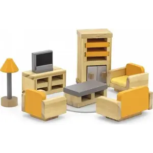Leļļu mājas mēbeļu komplekts viga toys PolarB — Dzīvojamās istabas koka komplekts