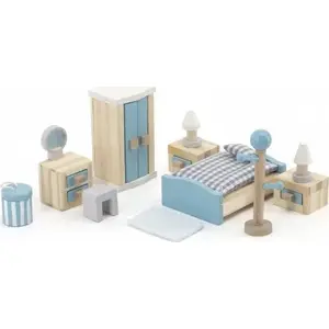 Leļļu namiņa mēbeļu komplekts viga toys PolarB — guļamistabas komplekts