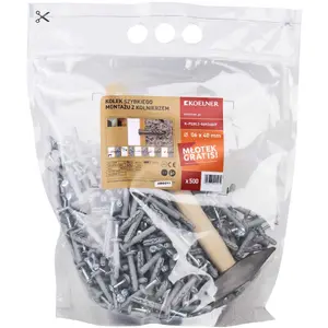 Nail-in Anchor Kit Koelner/Rawlplug 6x40 mm with Collar and 0.3 kg Hammer, 1 pc