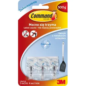 Command adhesive hooks HERLITZ HACZYKI 170674CLR with adhesive strips (3 hooks + 4 strips)