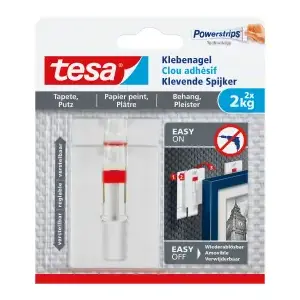 Universal indoor storage hook Tesa 77777-00000, red and white, pack of 2
