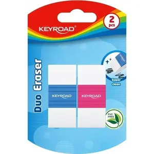 Eraser Keyroad KR972920, two-colour set of 2, blister pack, mixed colours