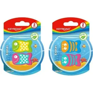 Eraser Keyroad Funny Fish set of 2, mixed colors, blister pack