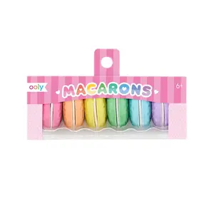 Eraser set Kolorowe Baloniki OOLY Macarons Vanilla — 6 pcs, assorted pastel colors