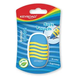 Soft pencil case Keyroad KR971388 — blue and yellow patterned, pack of 2, PVC-free