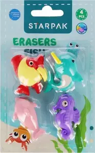 Eraser STARPAK GUM33 'Fish' 3D for drawing/sketching, black/clear, pack 1/24