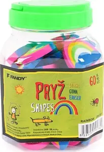 Eraser set FANDY Gumka Shapes tęcza — 60 pieces assorted rainbow shapes