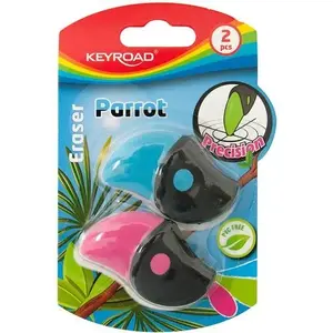 Eraser Keyroad Parrot 2 pcs — universal stationery eraser, compact size, latex-free
