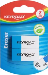 Eraser Keyroad KR971644, multipurpose rubber eraser, pack of 2, blue-white