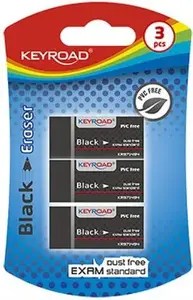 Eraser Keyroad Gumka universal Black 3 pcs