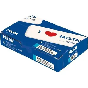 Eraser Milan I Love Mistakes, synthetic rubber, pack of 6 (MPN 409859)