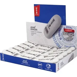 Eraser MemoBe Oval white 30 pcs — stationery erasers, oval shape, pack of 30
