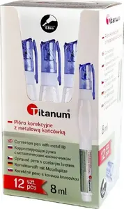 Correction Pen Titanum 8 ml, pack of 12 — liquid correction fluid in pen applicator