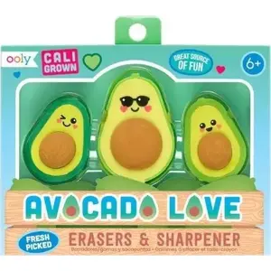 Erasers and Sharpener set Ooly Awokado model 491588 — avocado-shaped erasers with matching sharpener