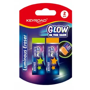 Eraser Keyroad Luminious, pack of 2, mixed colors, blister