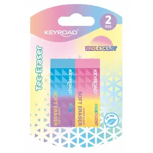 Eraser Keyroad KR973400 opalescent, pack of 2, blister, assorted colors