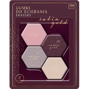 Eraser INTERDRUK Satin Gold set of 4 — soft vinyl erasers for pencil and graphite