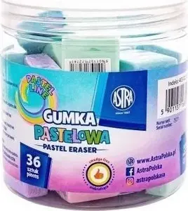Eraser Astra square pastel 28×28 mm – pack of 36