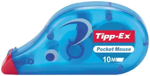 Correction tape BIC TIPP-EX Pocket Mouse 10 m x 4.2 mm, blue, pack of 10