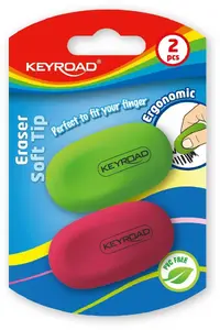 Eraser Keyroad Soft Tip KR971240, pack of 2, mixed colors, blister