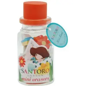 Santoro mini elastic hair ties in glass bottles, red — small size decorative set
