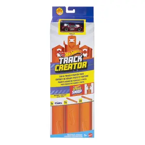 Transportlīdzekļa un trases komplekts Hot Wheels Track Builder Track Creator ar 1:64 mēroga auto un 10 ft Speed Snap trasi