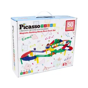 Building set Happy Kiddo PicassoTiles 50pc Magnetic Race Track — 50 pieces, plastic, from 3 years