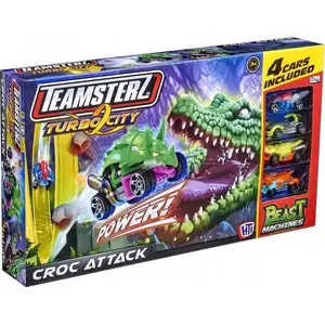Игровой автотрек HTI Croc Attack с атакой крокодила и 4 гоночными машинками Teamsterz Beast Machines