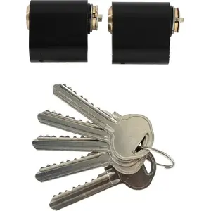 Cylinder lock Home It 2-pack oval profile with 7-pin core, matte black finish, includes 3 keys each