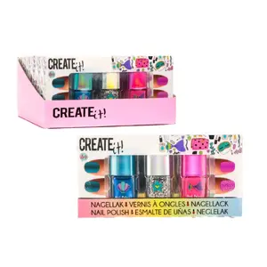 Canenco Create It! Nail Polish Mermaid set — 3-piece blue, pink, silver nail polishes