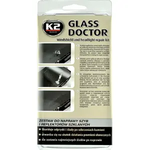 K2 Glass Doctor universāla auto stiklu remontkomplekts — priekšējā un sānu stikla labošanai