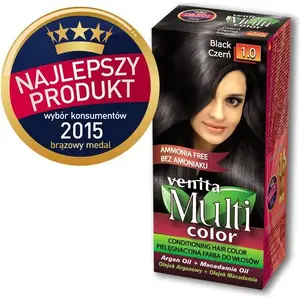 Matu krāsa Venita Multi Color 1.0 melna — bez amonjaka, pastāvīga krāsošana