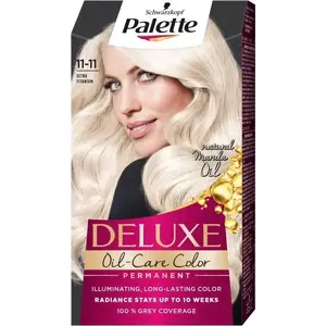 Matu krāsa Palette Deluxe Oil-Care pastāvīgā 11-11 Blond Ultra Titanium ar mikroeļļām