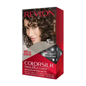 Hair dye Revlon ColorSilk Beautiful Color 30 Dark Brown — permanent ammonia-free brown shade