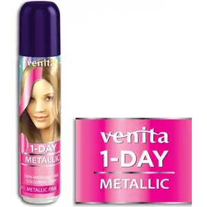Аэрозоль для ногтей Venita 1-Day metallic 50 мл — розовый