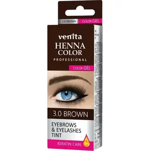 Uzacu un skropstu henna želeja Venita Professional 3.0 Brown, krāsojošs gēls uzacīm un skropstām