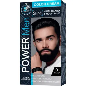 Краска для волос Joanna Power Men 3в1 №01 Black — 3-в-1 для волос и бороды