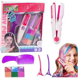Hair Coloring Kit LEANToys — hair straightener, colored chalks, clips and comb set