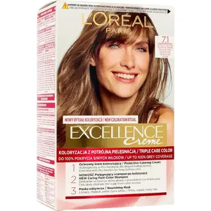 Краска для волос L’Oreal Paris Excellence Creme 7.1 Попелясто‑блондин, перманентная крем‑краска