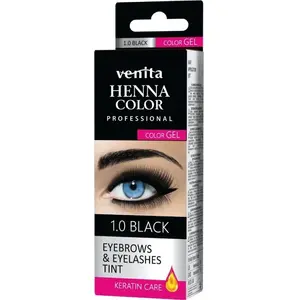 Tint gel for brows and lashes Venita Henna Color Gel 1.0 Black, eyebrow and eyelash dye