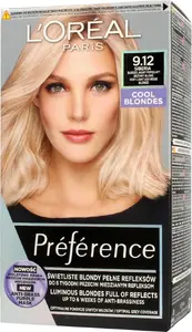 Краска для волос L’Oreal Paris Preference 9.12 Siberia — очень светлый пепельно-бежевый блонд, 1 уп.