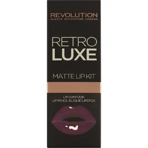 Lūpu krāsas un kontūrādes komplekts Makeup Revolution Retro Luxe Kit Matte Royal