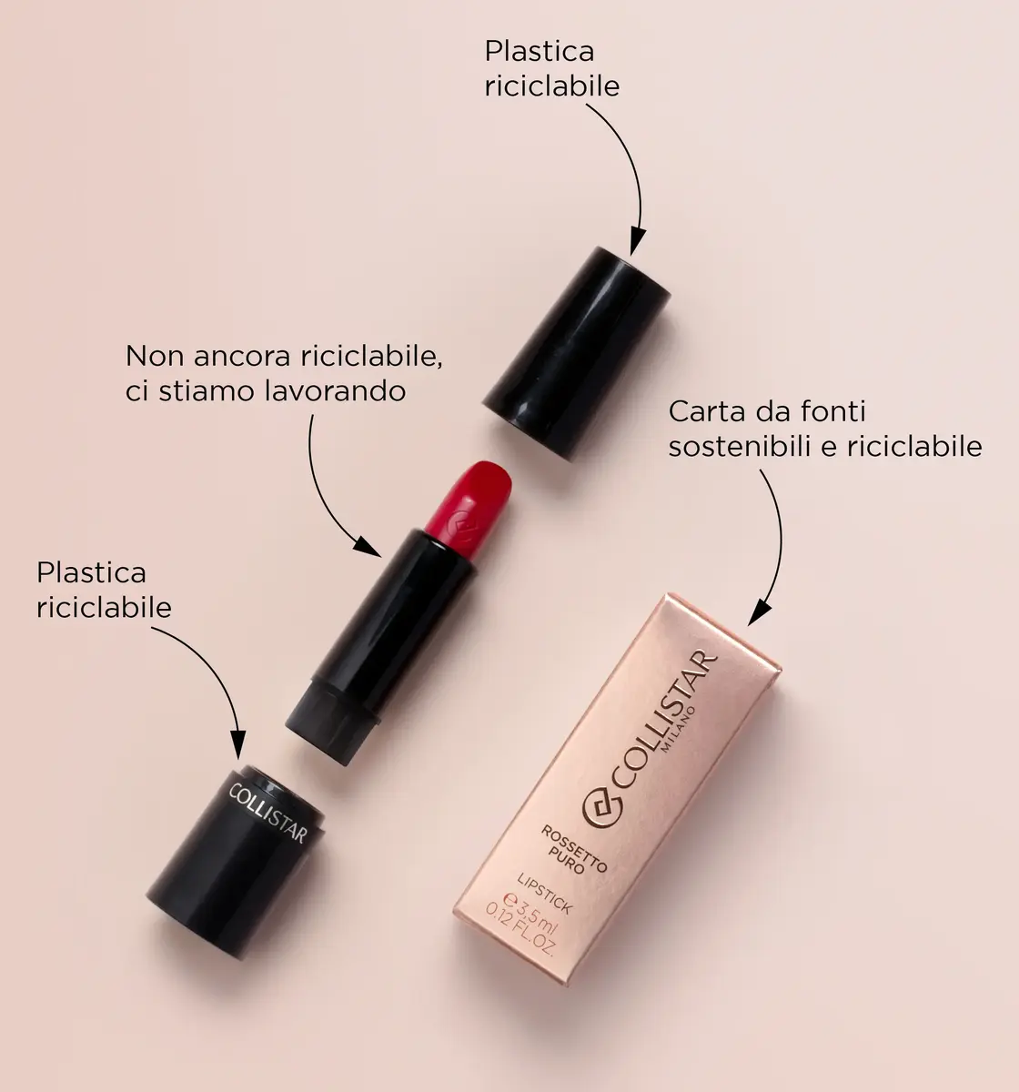 Lūpu krāsa Collistar Rossetto Puro 104 Rosa Lampone Satin Photo 2