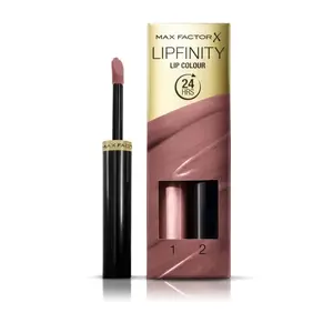 Ilgnoturīga šķidrā lūpu krāsa Max Factor Lipfinity 016 Glowing, 2,3 ml (1,9 g), nude tonis, 2 gab.