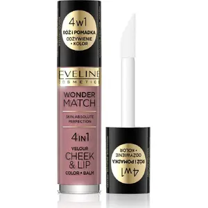Makeup set Eveline Wonder Match 4-in-1 — blush and liquid lipstick shade 02, 4.5 ml