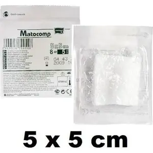Kompreses marle sterila Tzmo 17 diegas, 12 slāņi, Matocomp 5x (sterila plāksteris)