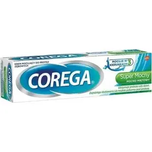 Zobu protēžu līme Corega Super Strong Piparmētru 70 g — spēcīga noturība pilnām un daļējām protēzēm