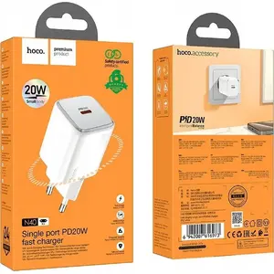 Сетевое зарядное устройство HOCO N40 USB-C PD/QC 20 Вт — белое
