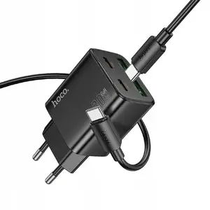 Сетевое зарядное устройство HOCO USB-A + USB-C QC3.0 PD 3A 20W с кабелем USB-C — Lightning N52 черное
